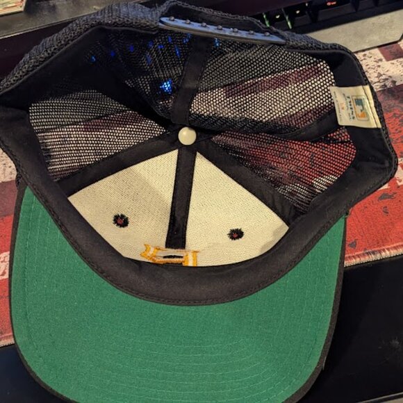 Vintage Pittsburgh Pirates Cap Snapback Black Yellow MLB Twins Brand Trucker Hat - Picture 5 of 6